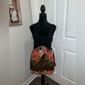 Floral Black and Multicolor Women's Skirt